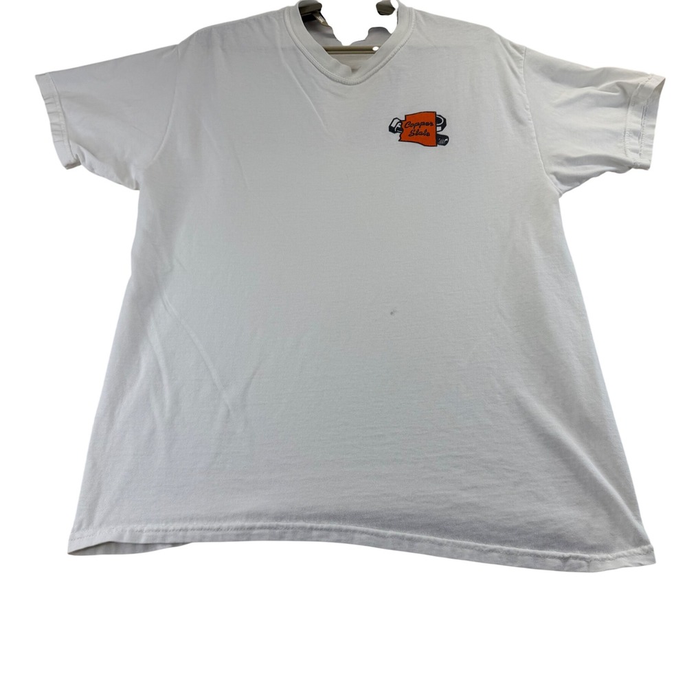 Hanes T-Shirt Mens M White Copper State Beefy-T Graphic Short Sleeve Cotton
